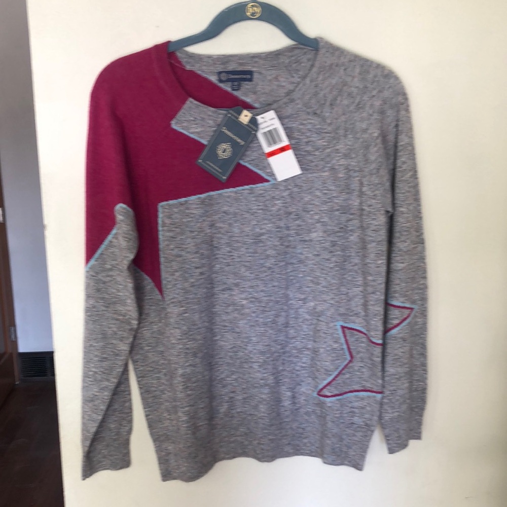 Democracy Gray and Pink Sweater